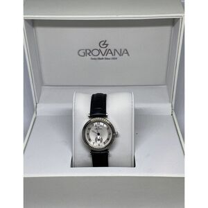 Grovana 32761532 Women Black Leather Analog Silver Dial Quartz Wrist Watch BW81